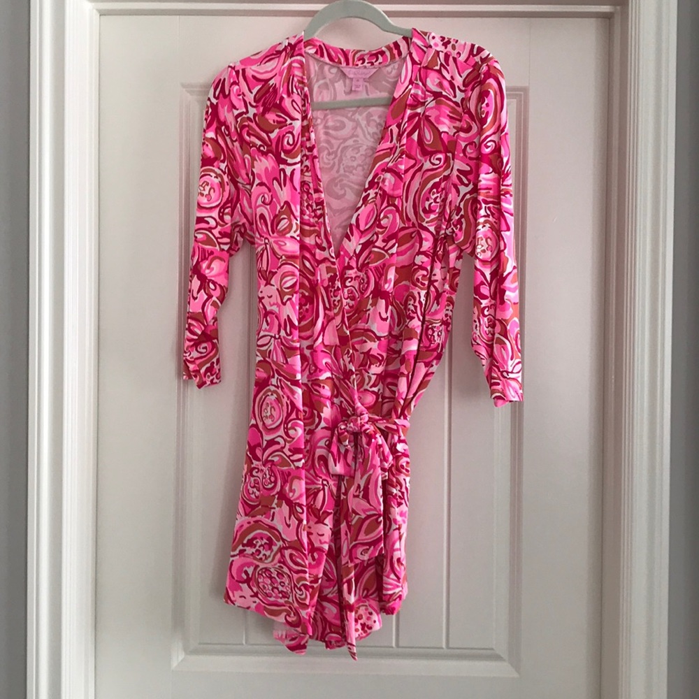Lilly Pulitzer Pink printed wrap Romper